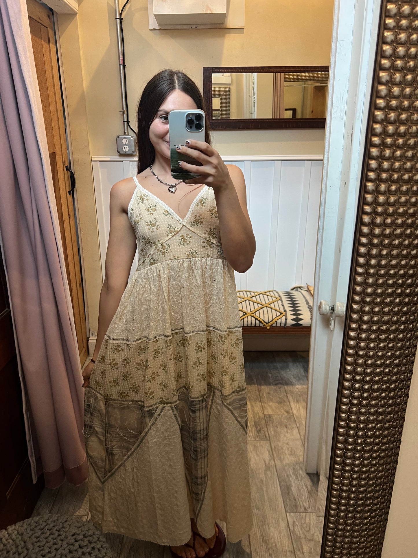 Natural Patchwork Maxi Dress