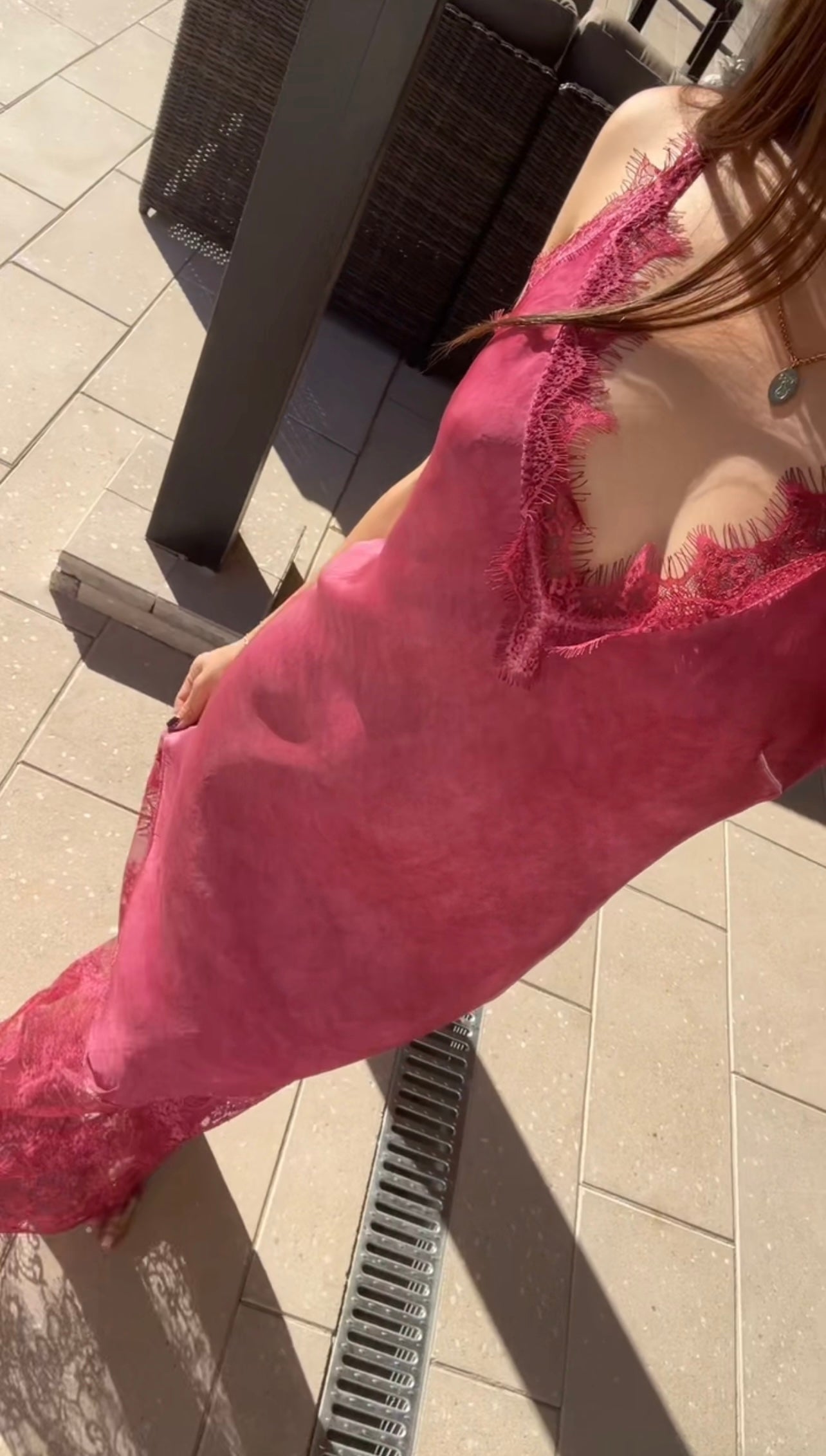 Merlot Lace Slip Dress