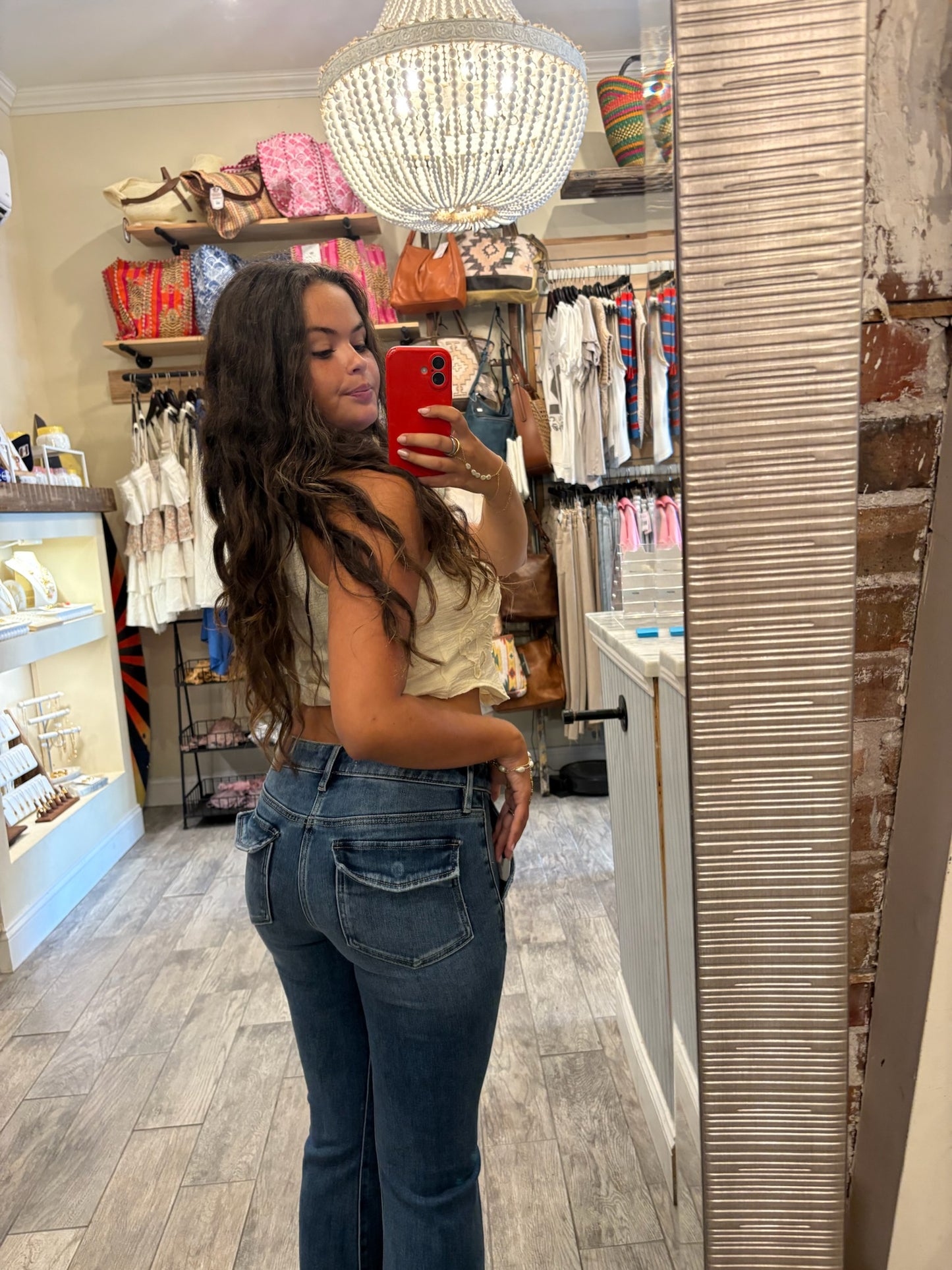 Medium Wash Utility Pocket Flares