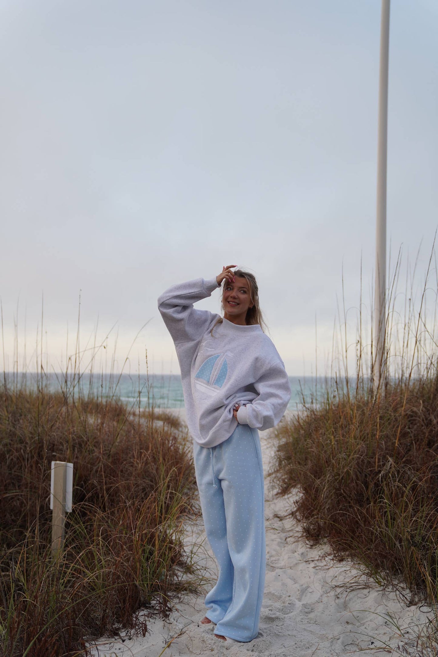 Polka Dot Sailboat Embroider Mockneck