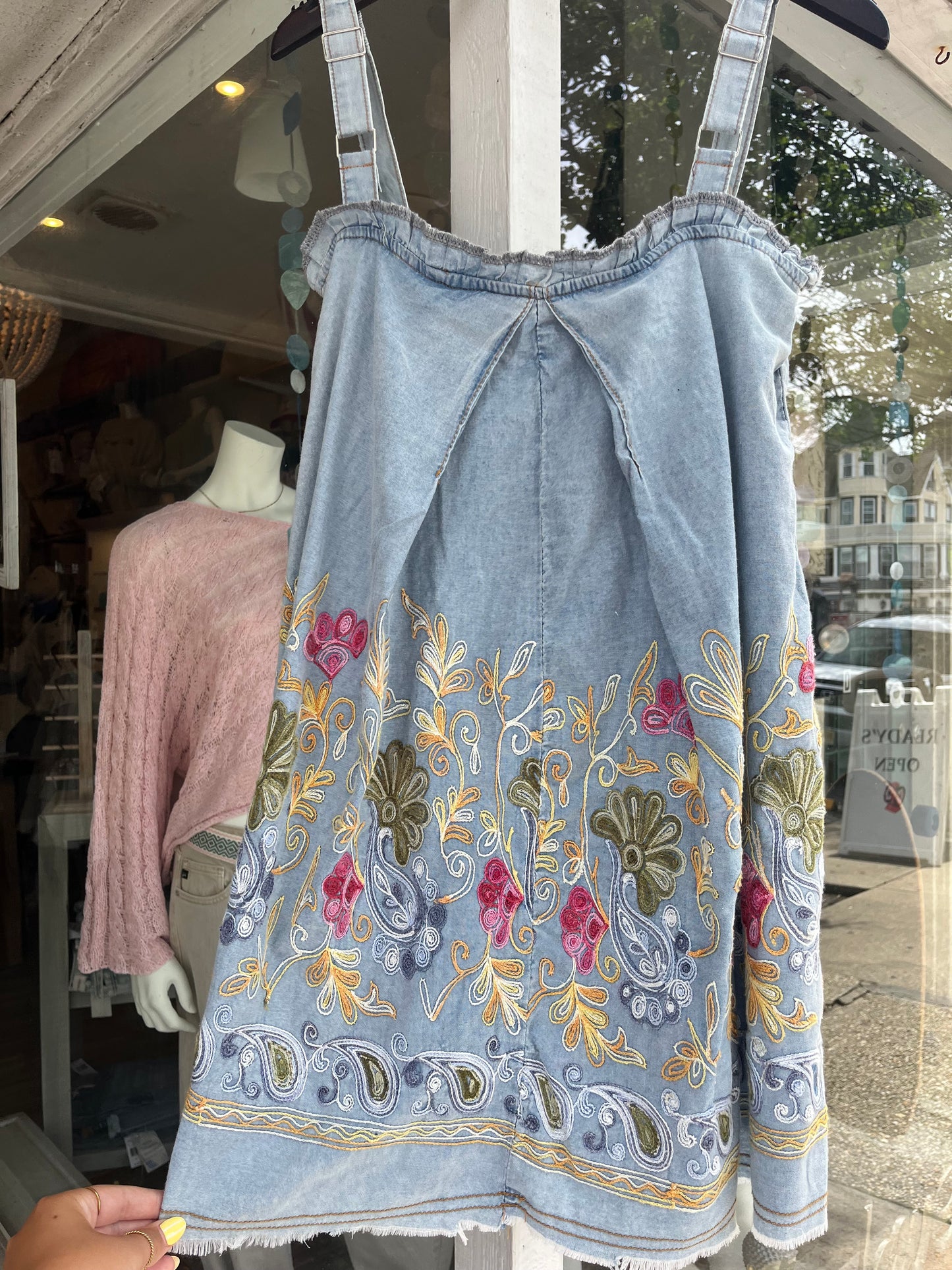 Denim Embroidery Mini Dress