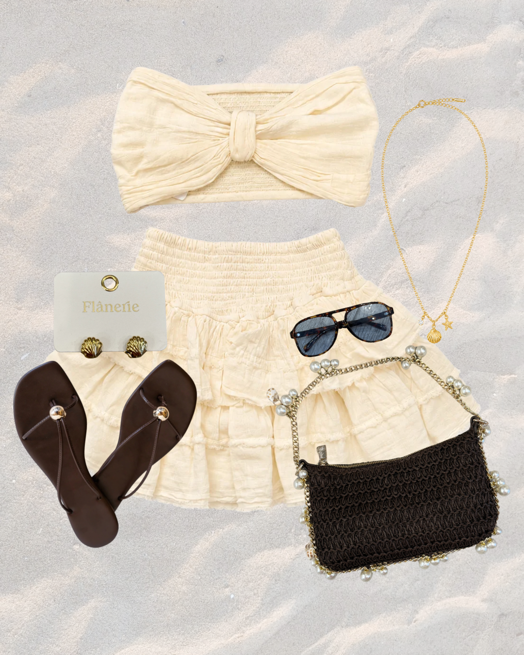 Bow Bandeau Top - Cream