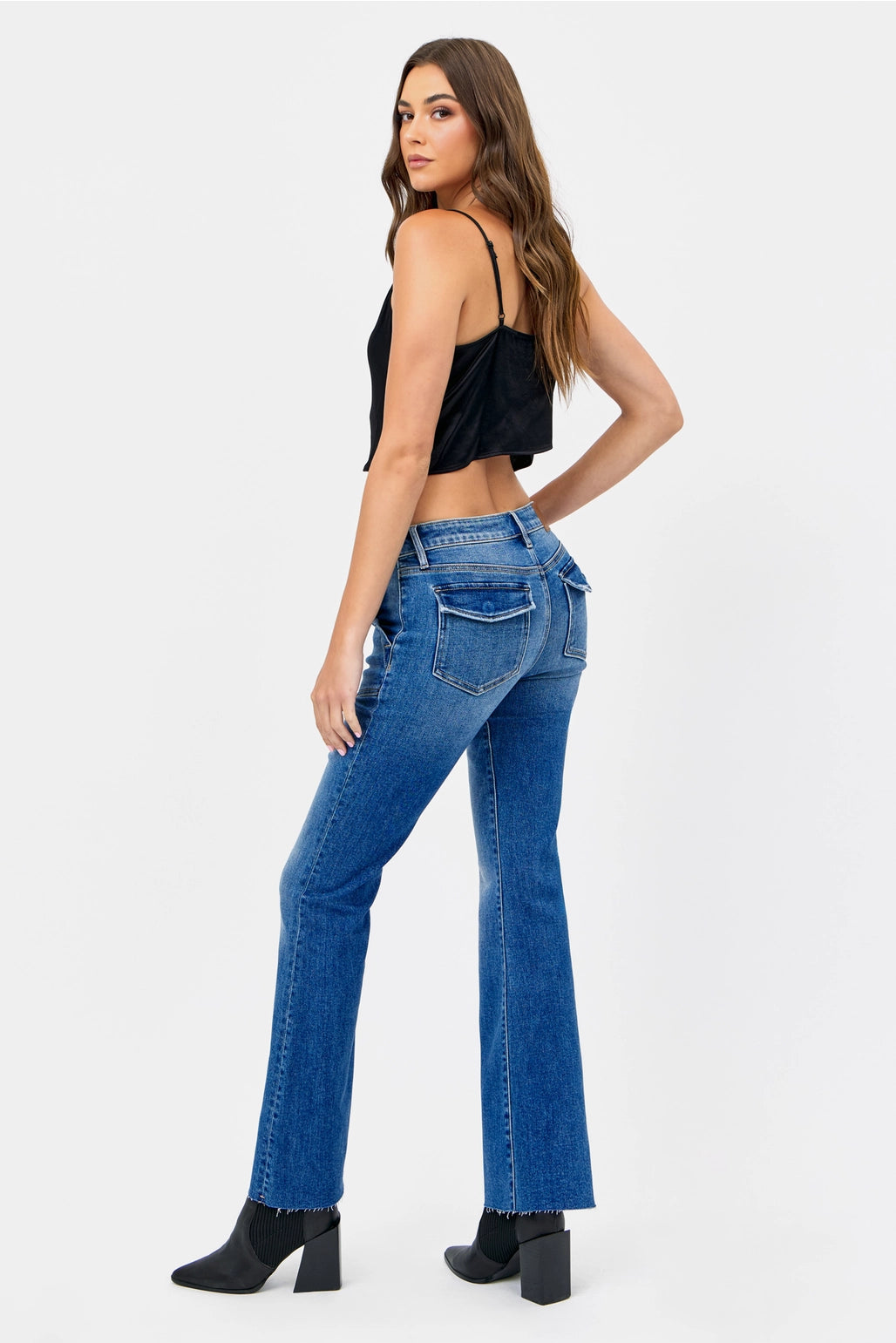 Medium Wash Utility Pocket Flares