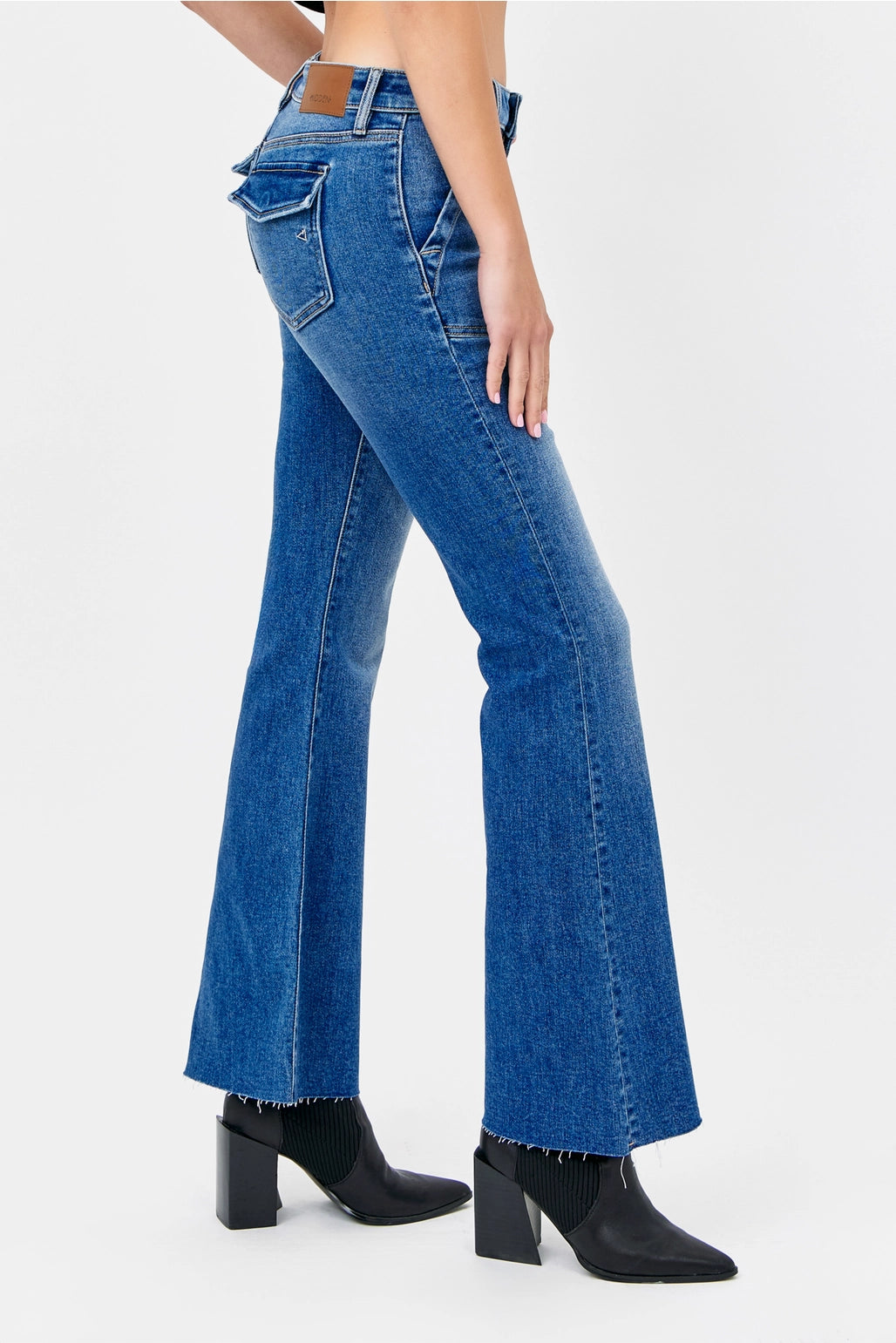 Medium Wash Utility Pocket Flares