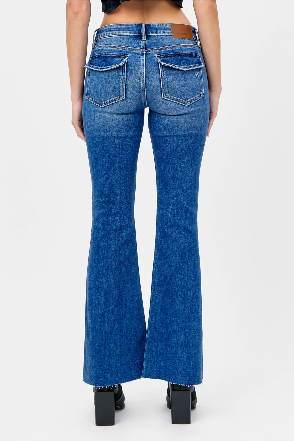 Medium Wash Utility Pocket Flares