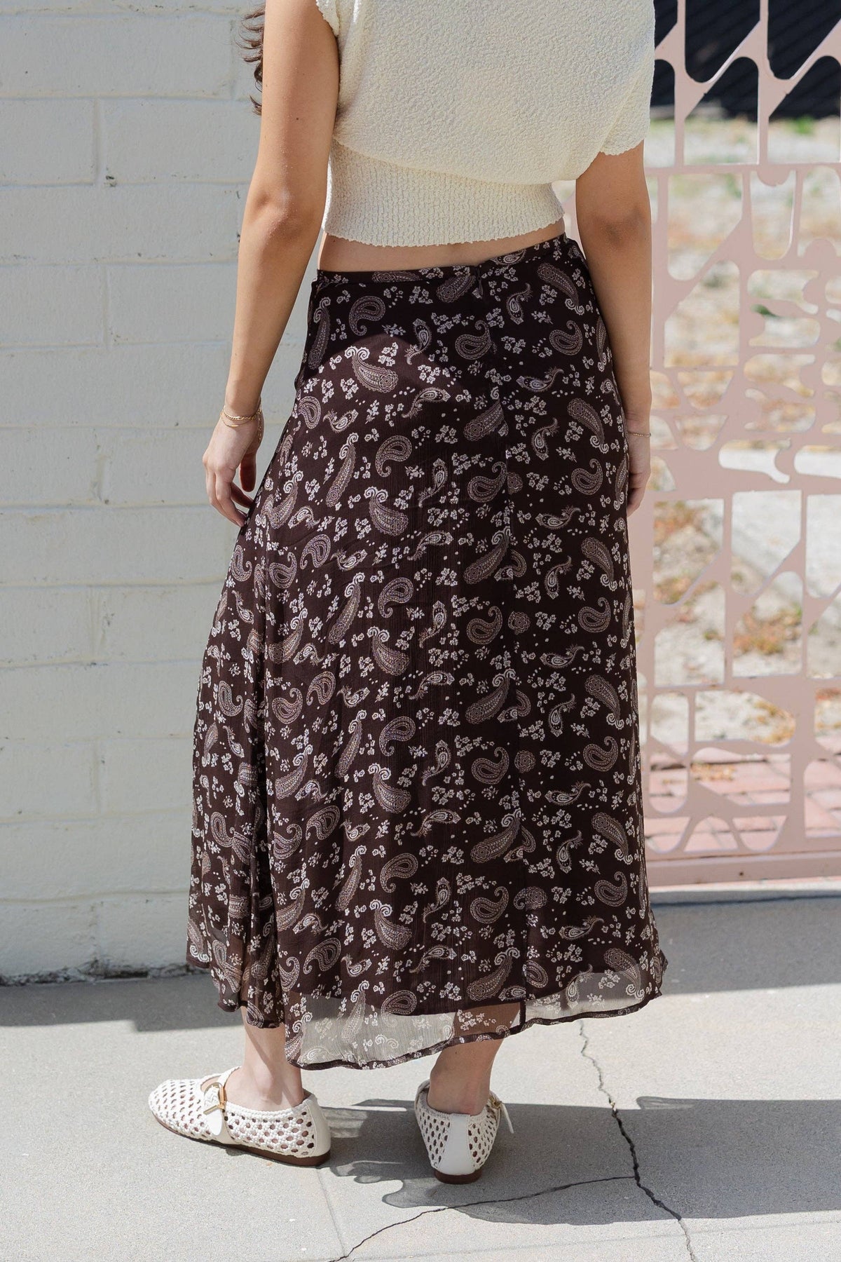Paisley Print Midi Skirt