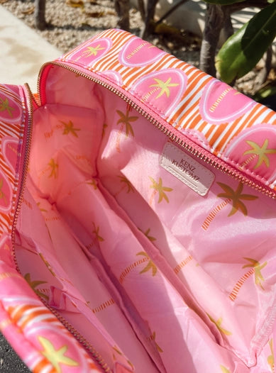 "Beach Bum" XL Pink Palms Pouch
