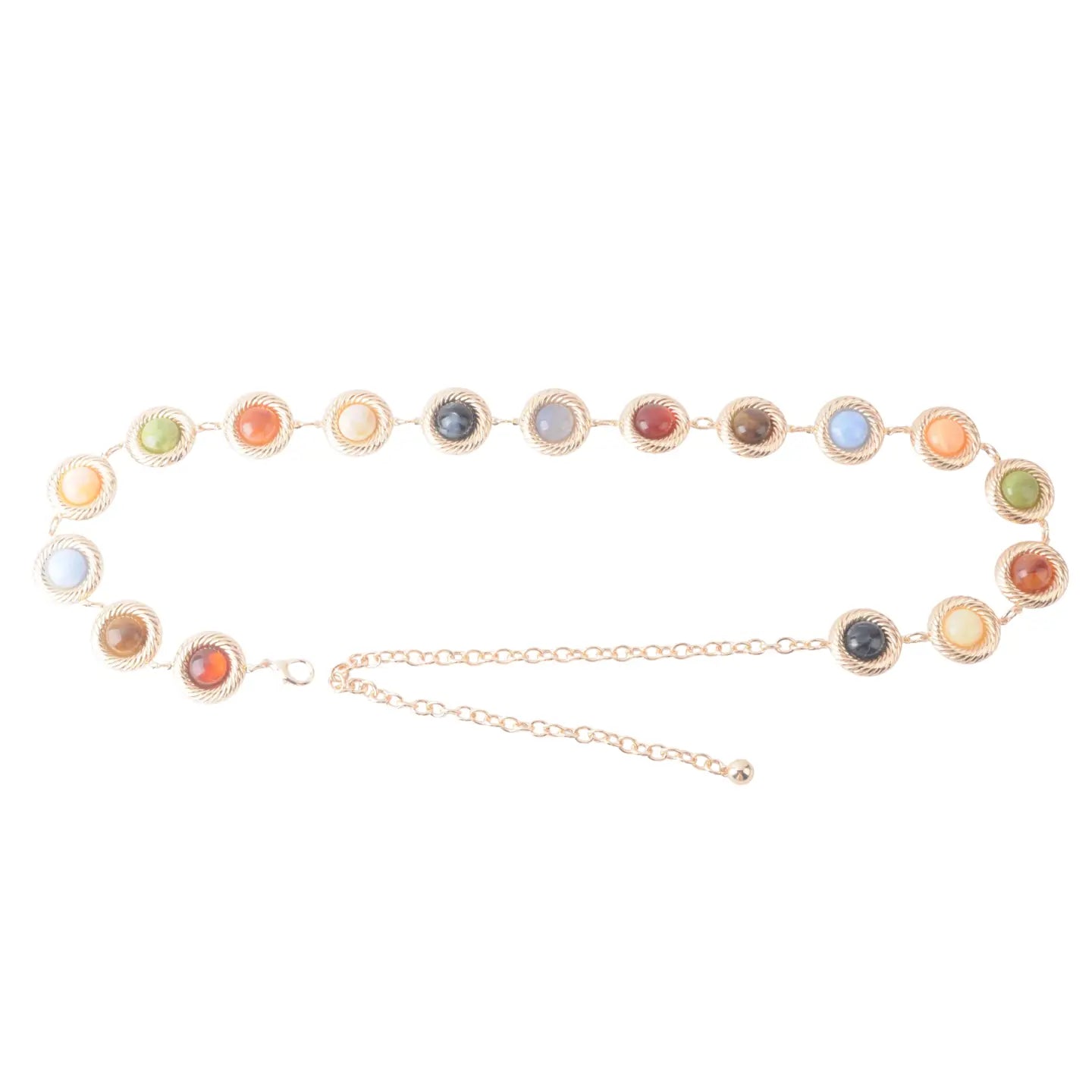 Candy Crystal Multicolor Gold Chain Belt