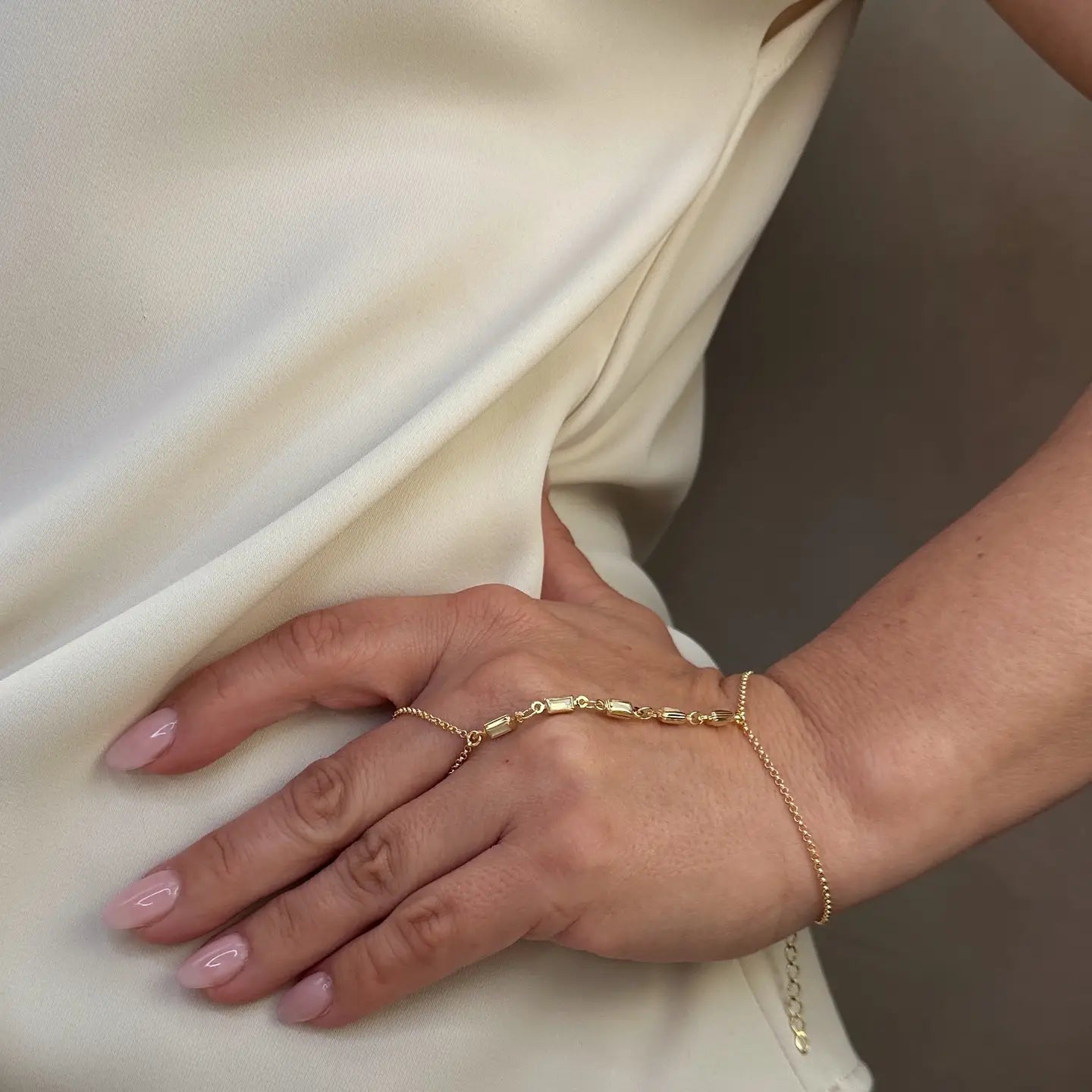 Gold Filled Mother of Pearl Pearl Hand Chain