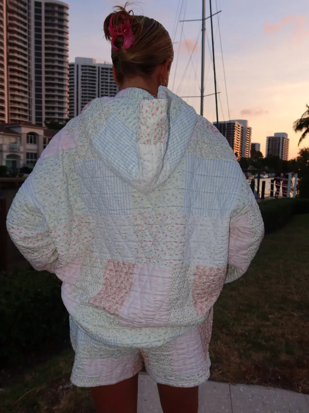 Quilted Pastel Drawstring Shorts