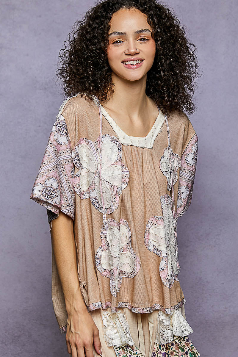 Blush Patchwork Pullover