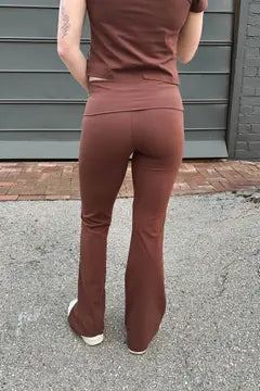 Basic Fold Over Pants - Chocolate