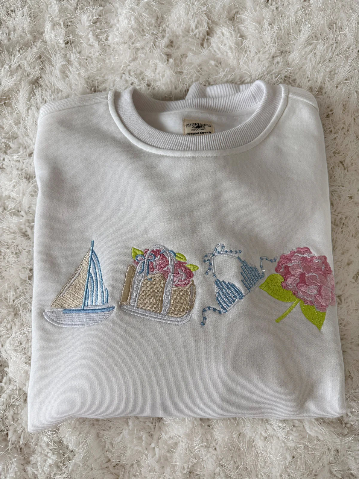 White Old Harbor Garden Embroider Sweatshirt