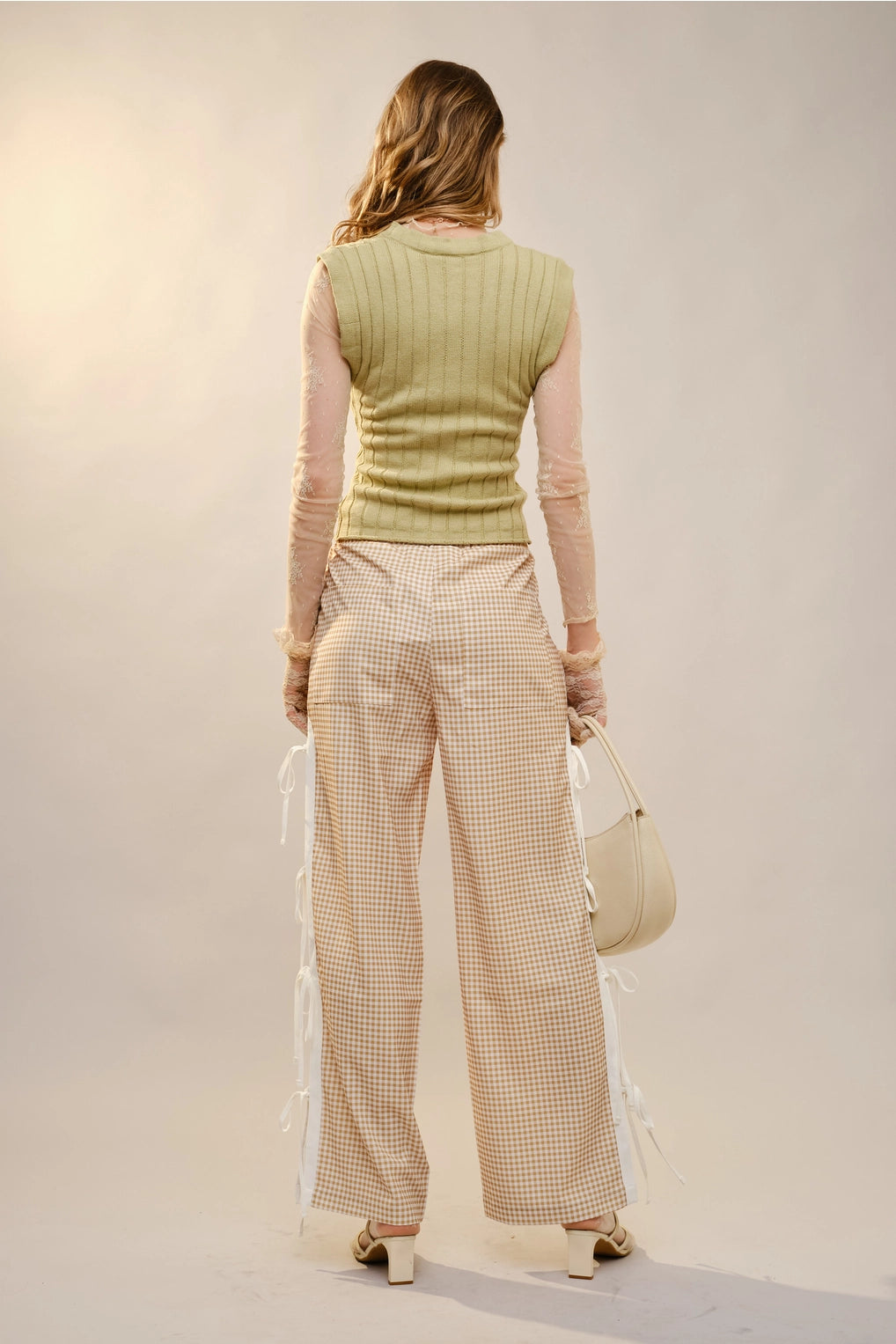 Gingham Side-Tie Pants