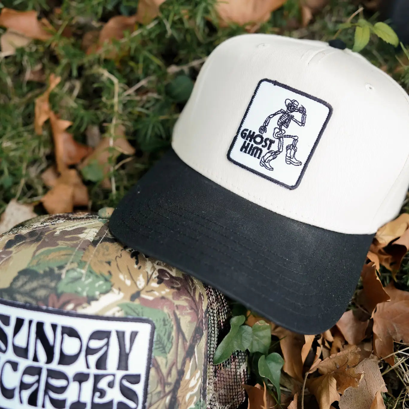 Ghost Him - Black Vintage Trucker Hat