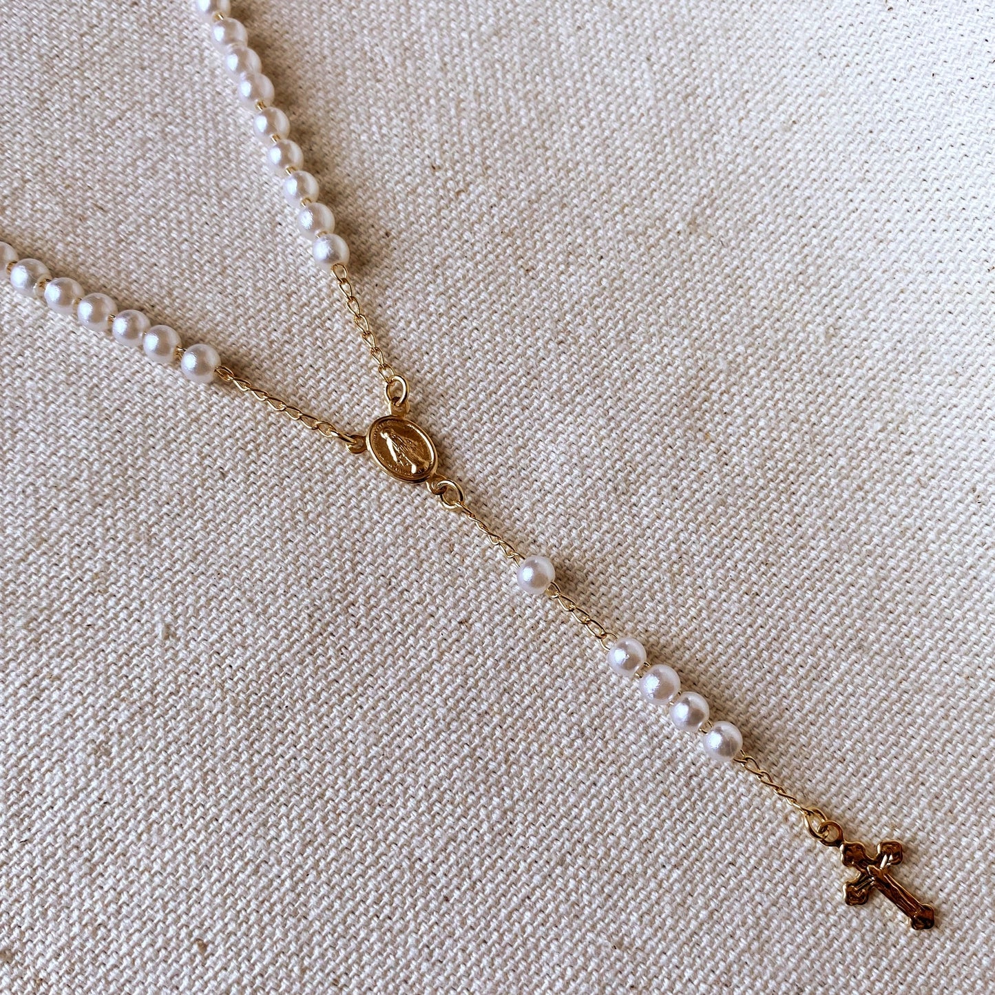 Lady of Grace Gold-Filled Pearl Rosary