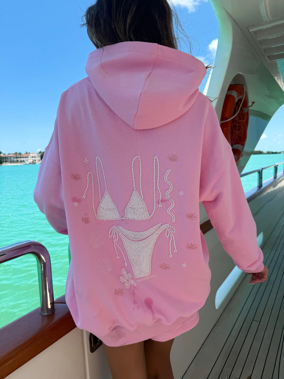 Lottie Bikini Beaded Oversized Hoodie - 100% Cotton