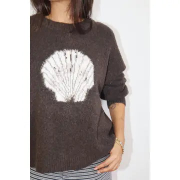 Seashell Knit Sweater - Espresso