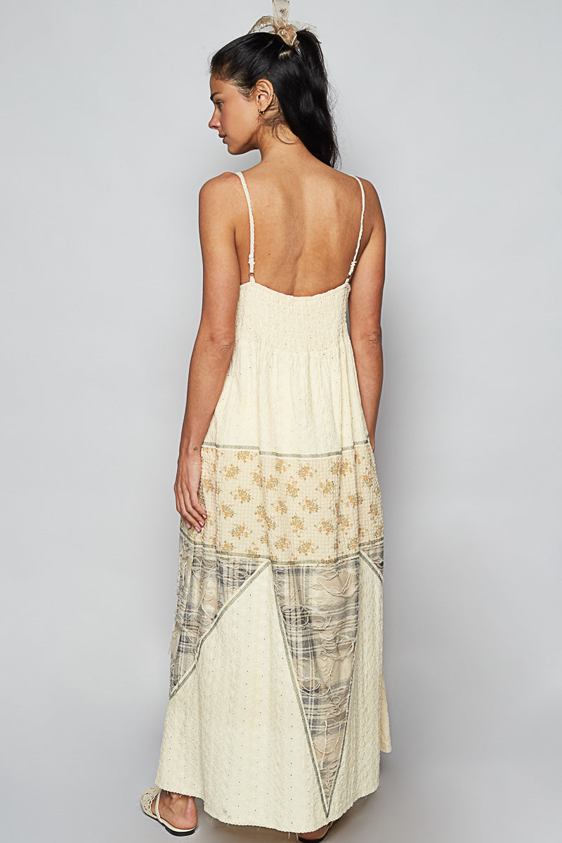 Natural Patchwork Maxi Dress