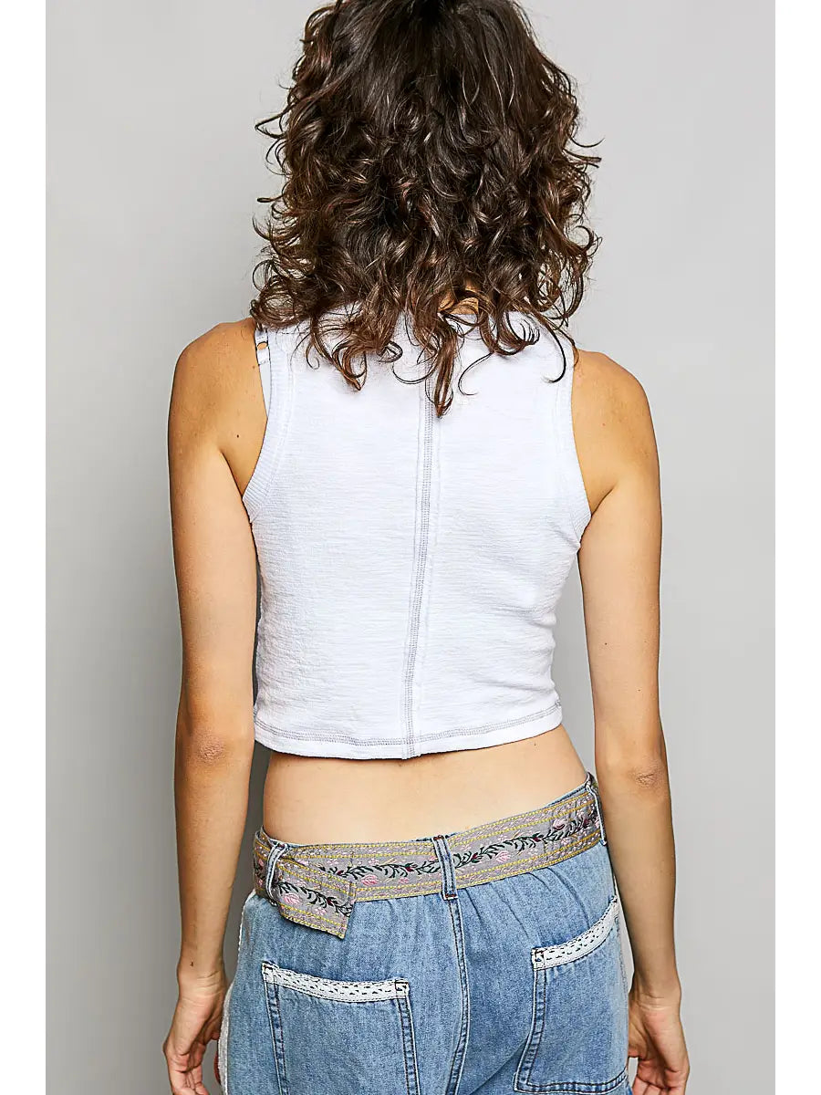 Embellished Washed Tank - Off White