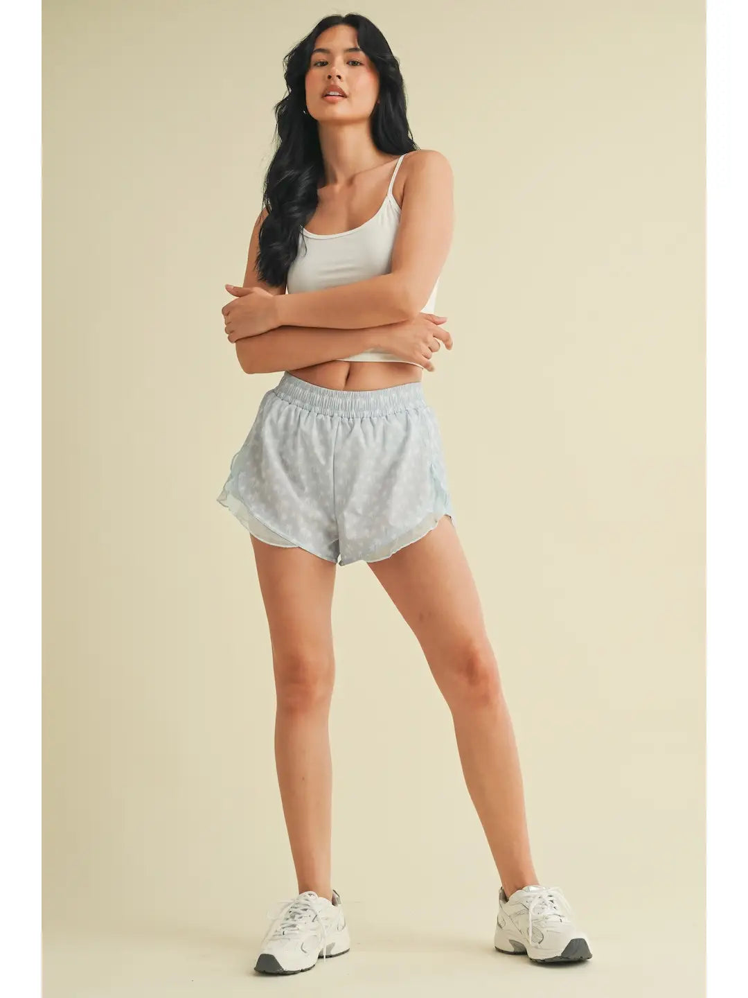 Palm Ruffle Active Shorts