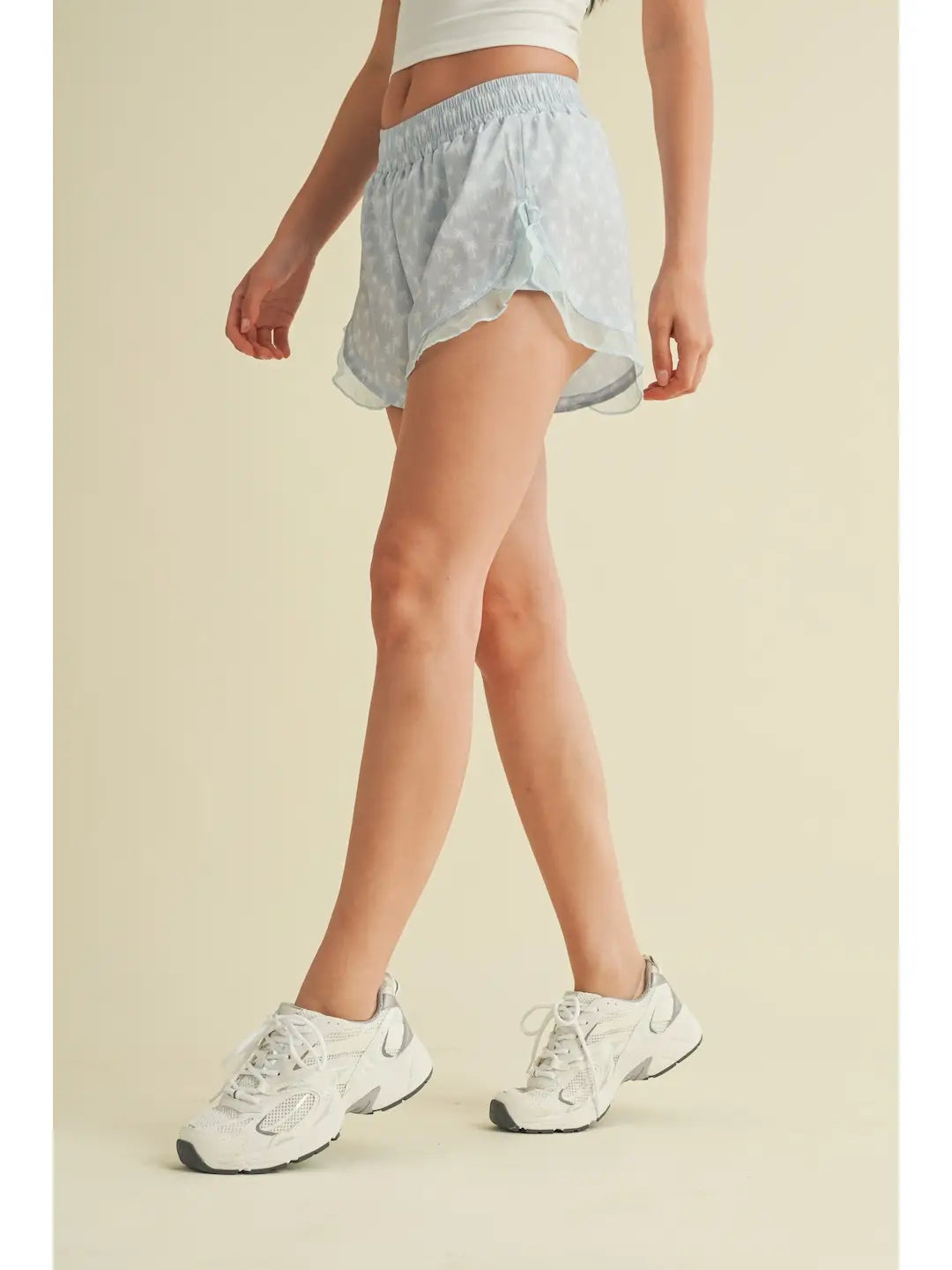 Palm Ruffle Active Shorts