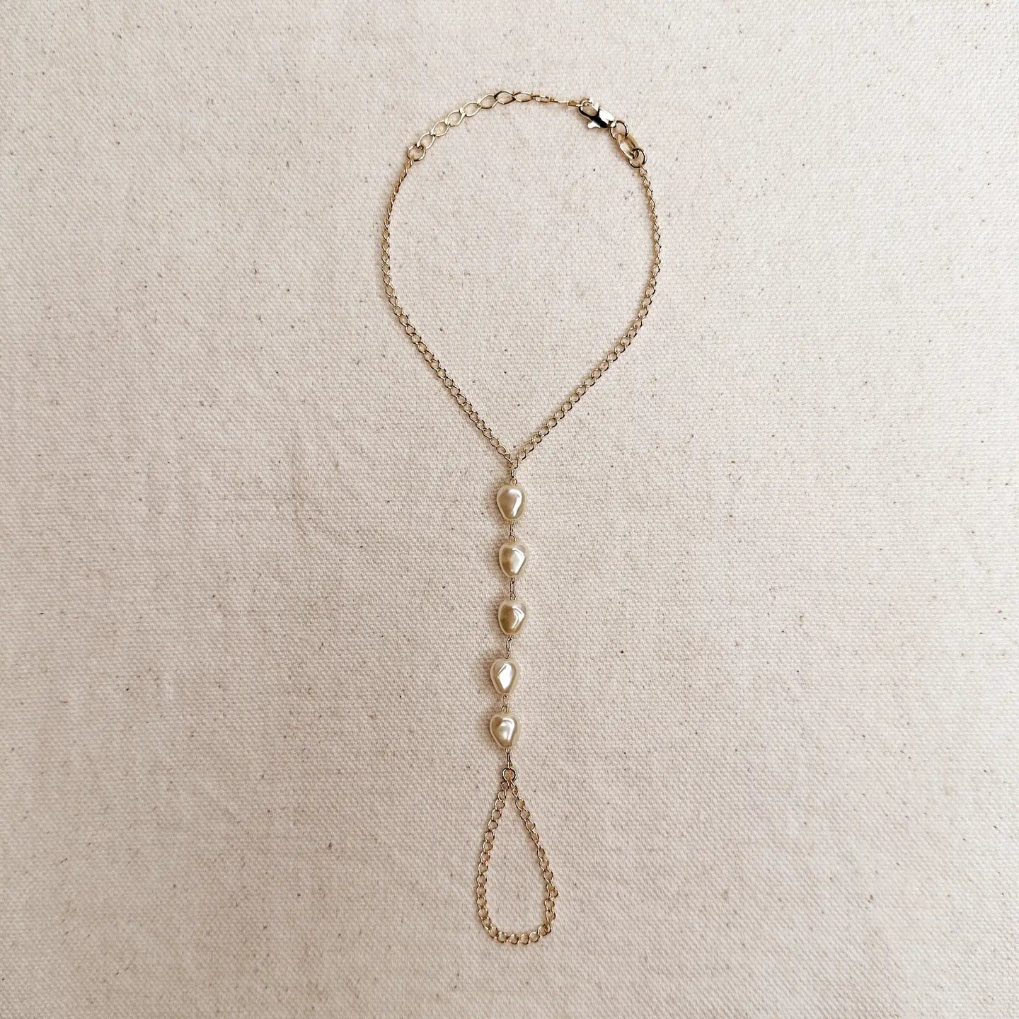 Gold Filled Baroque Pearl Hand Chain