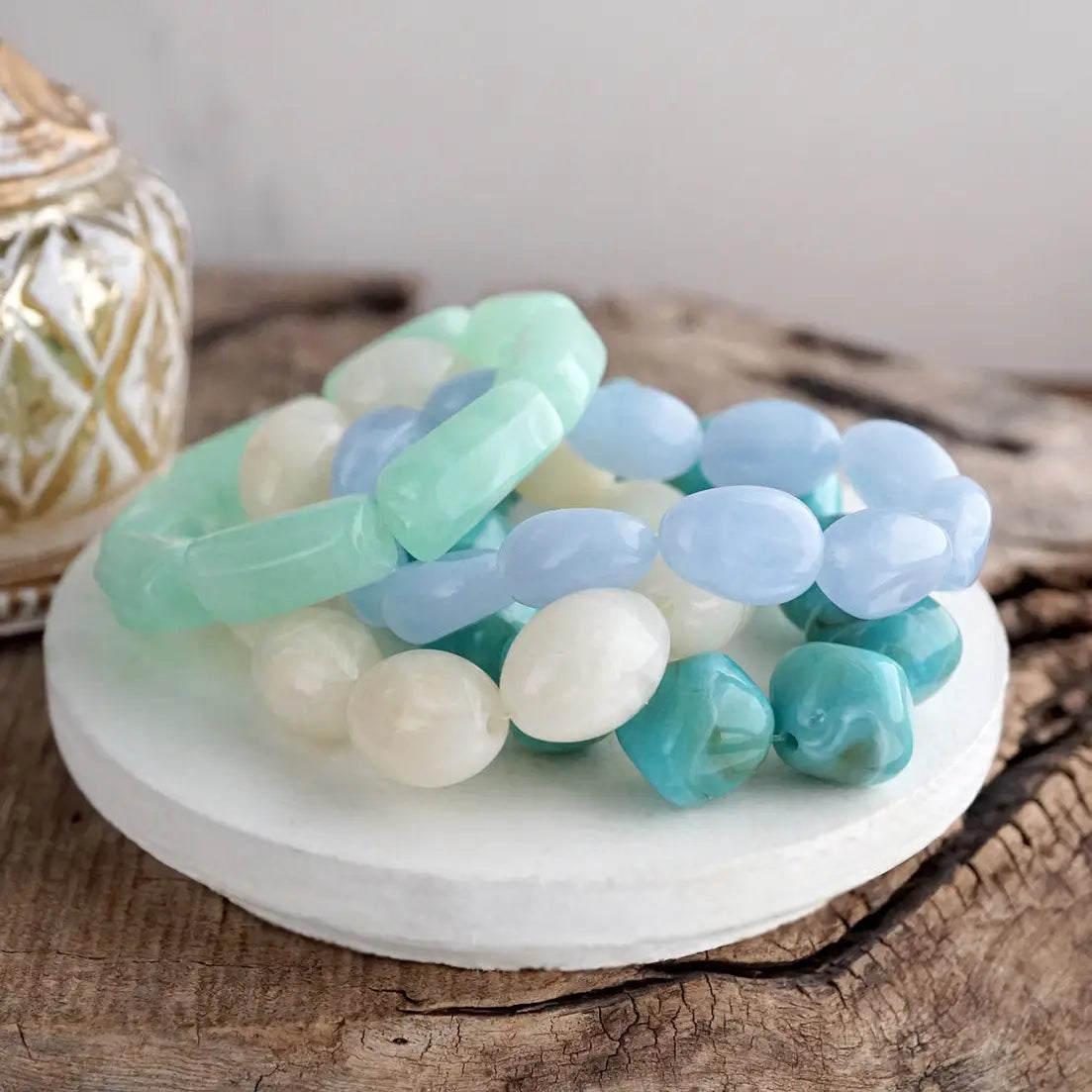 Sorbet Stack – Set of 4 Chunky Acrylic Stretch Summer Bracelets