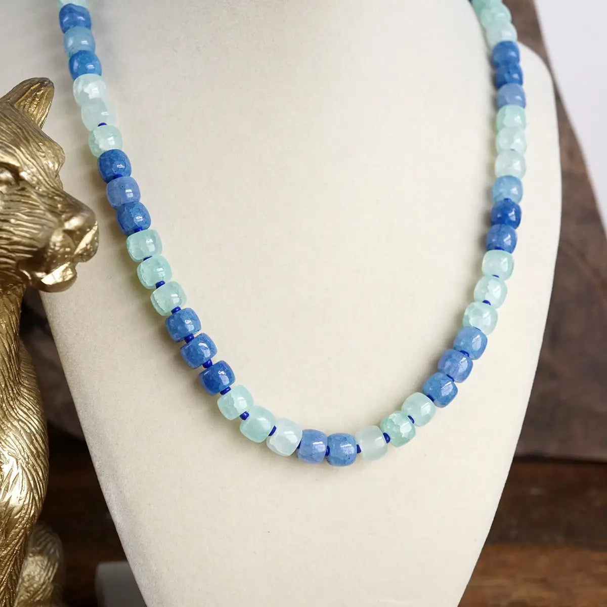 Sunwashed Shores – Knotted Glass Bead Necklace