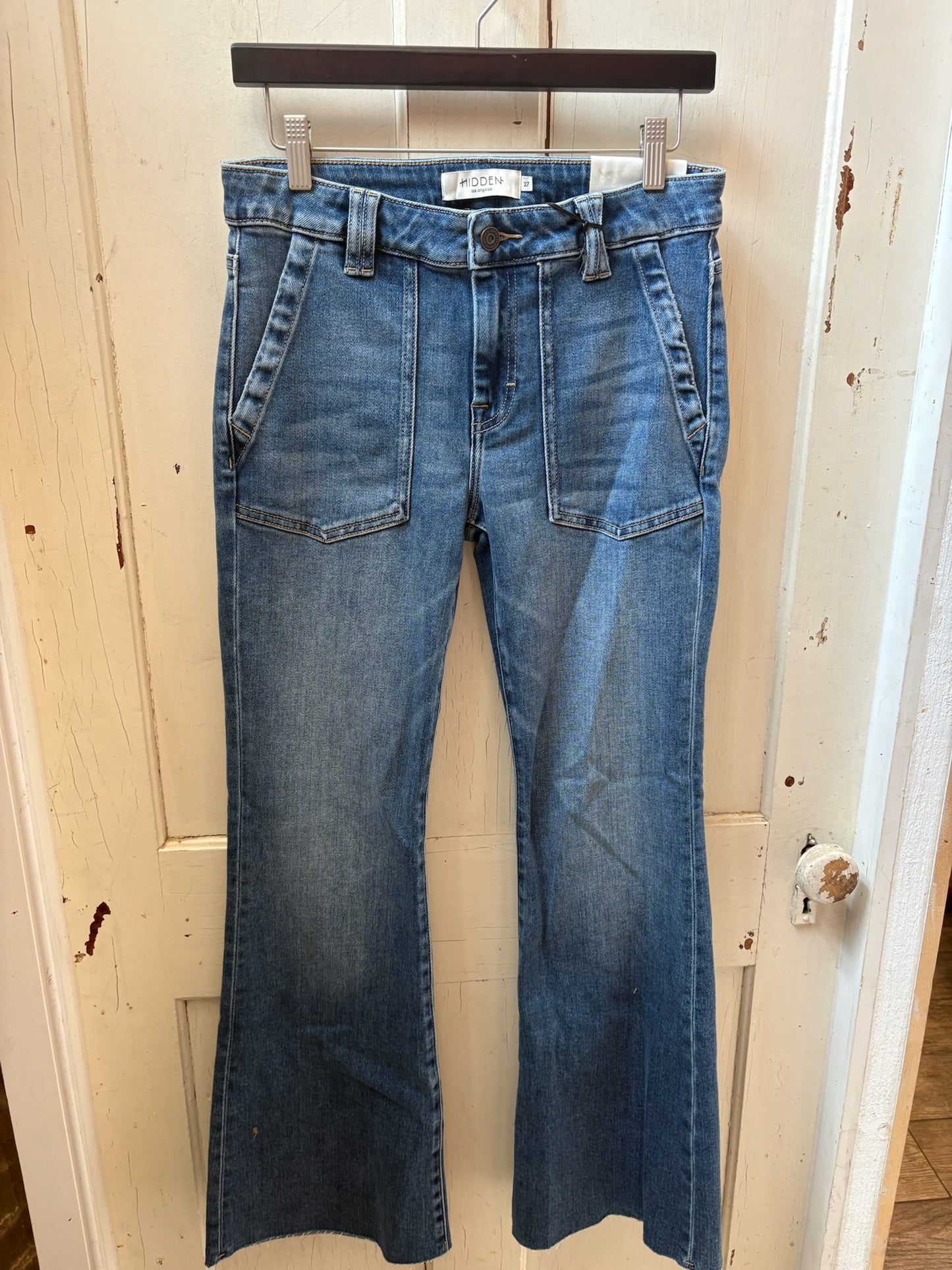 Medium Wash Utility Pocket Flares