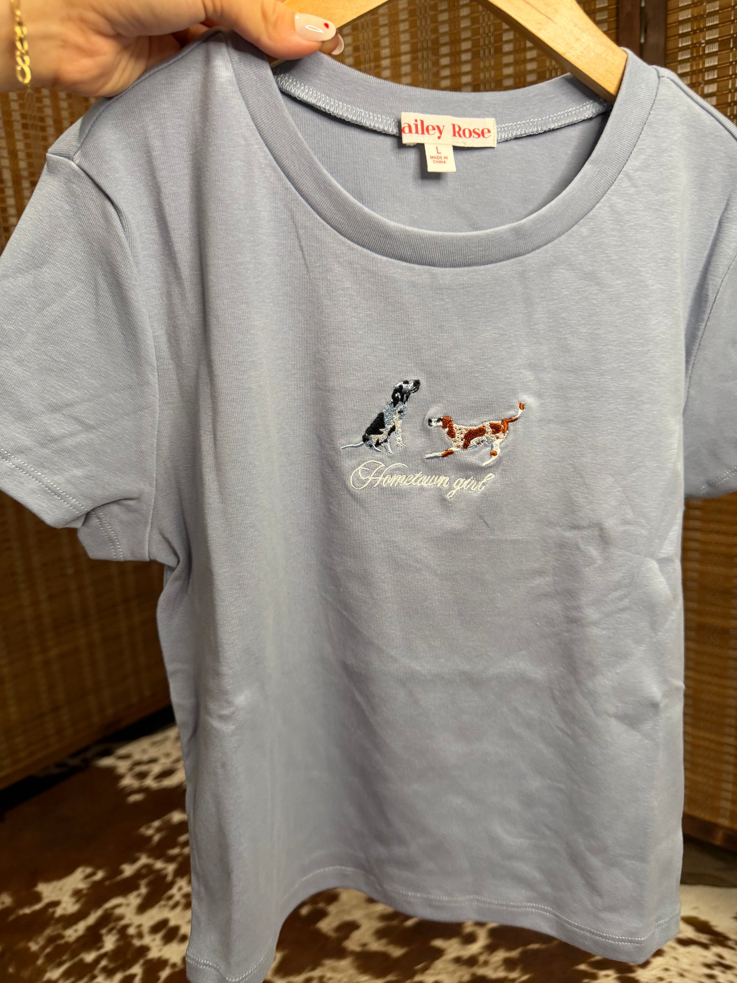 "Hometown Girl" Dog Duo Tee - Baby Blue