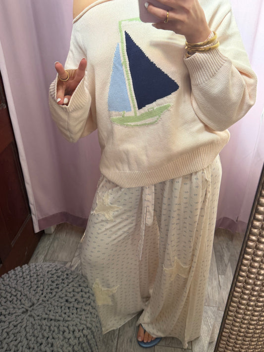 Star Patch Lounge Pants - Cream
