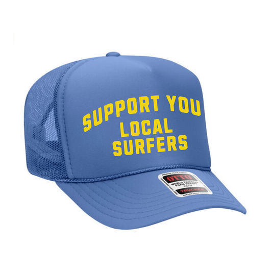 Support Your Local Surfers Foam Trucker Hat - Blue/Yellow