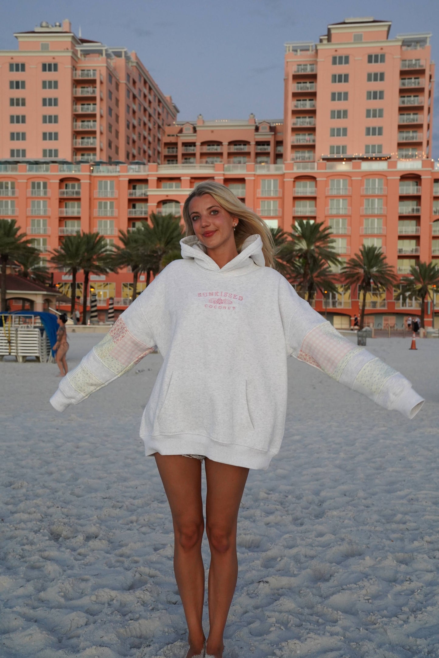 Pastel Quilted Embroidered Hoodie