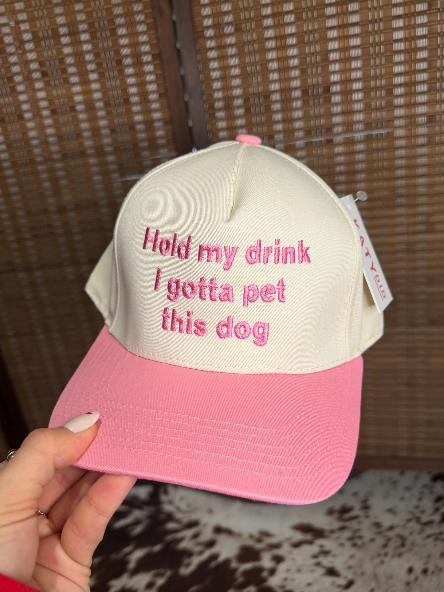 Hold My Drink I Gotta Pet This Dog  - Pink