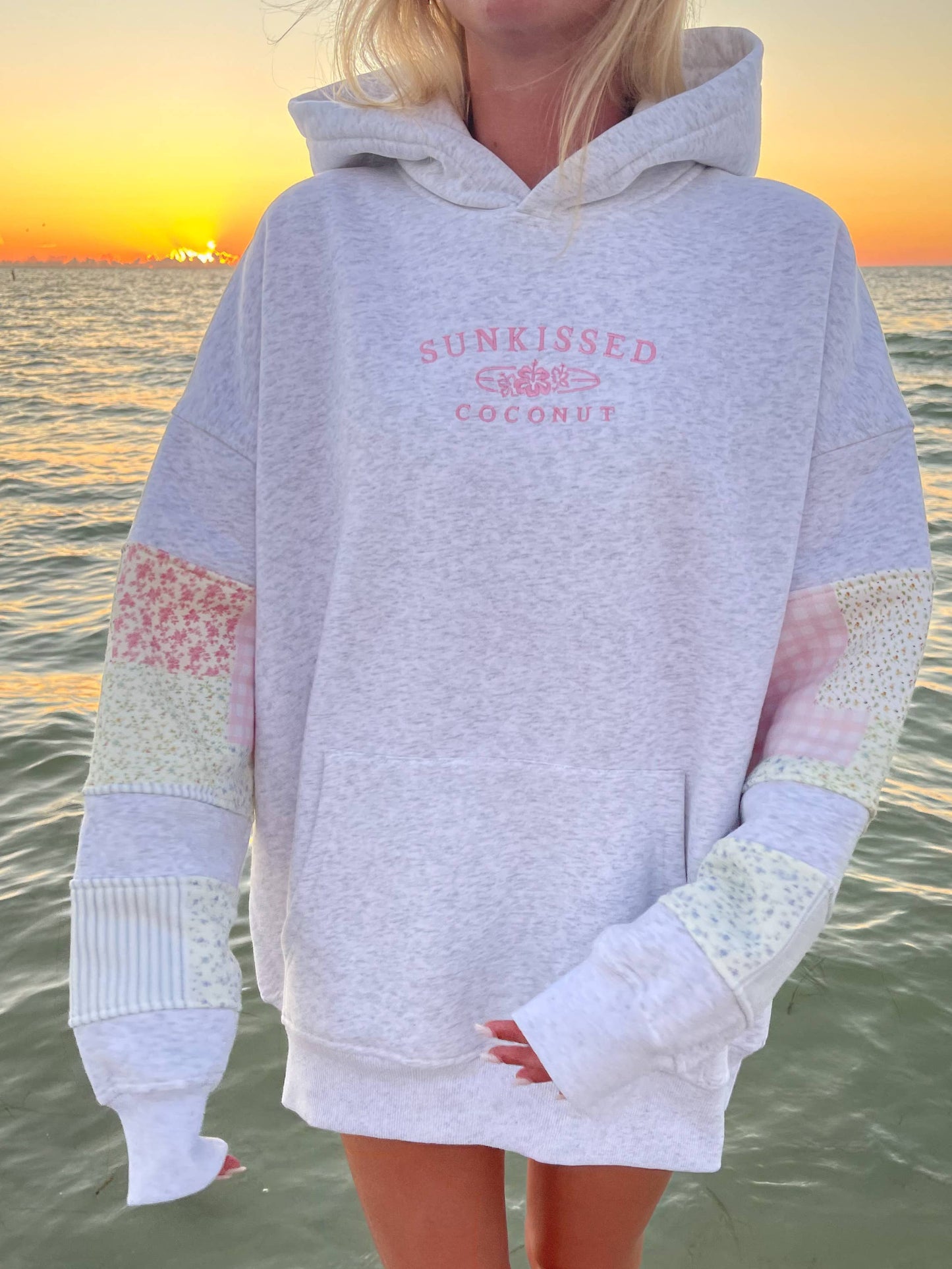 Pastel Quilted Embroidered Hoodie