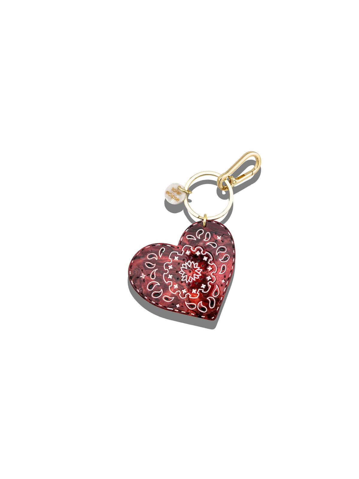 Hand painted Paisley Heart Bag Charm - Red