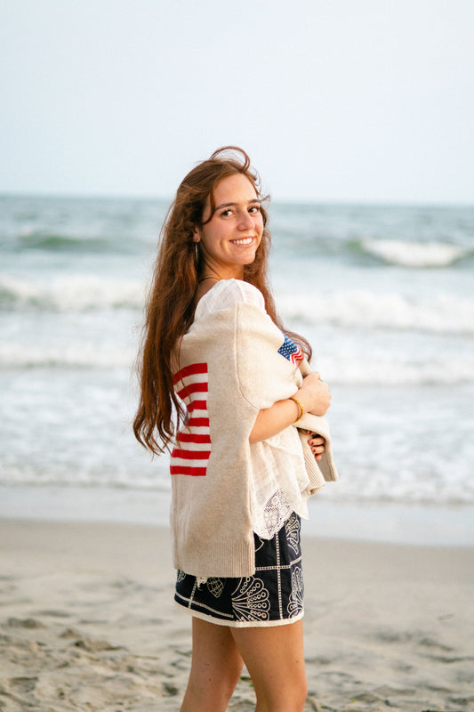 Collared USA Flag Sweater Zip Up