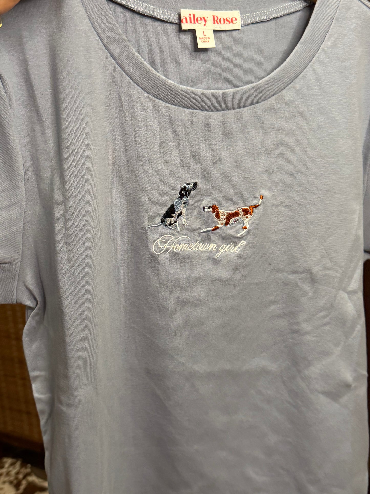 "Hometown Girl" Dog Duo Tee - Baby Blue
