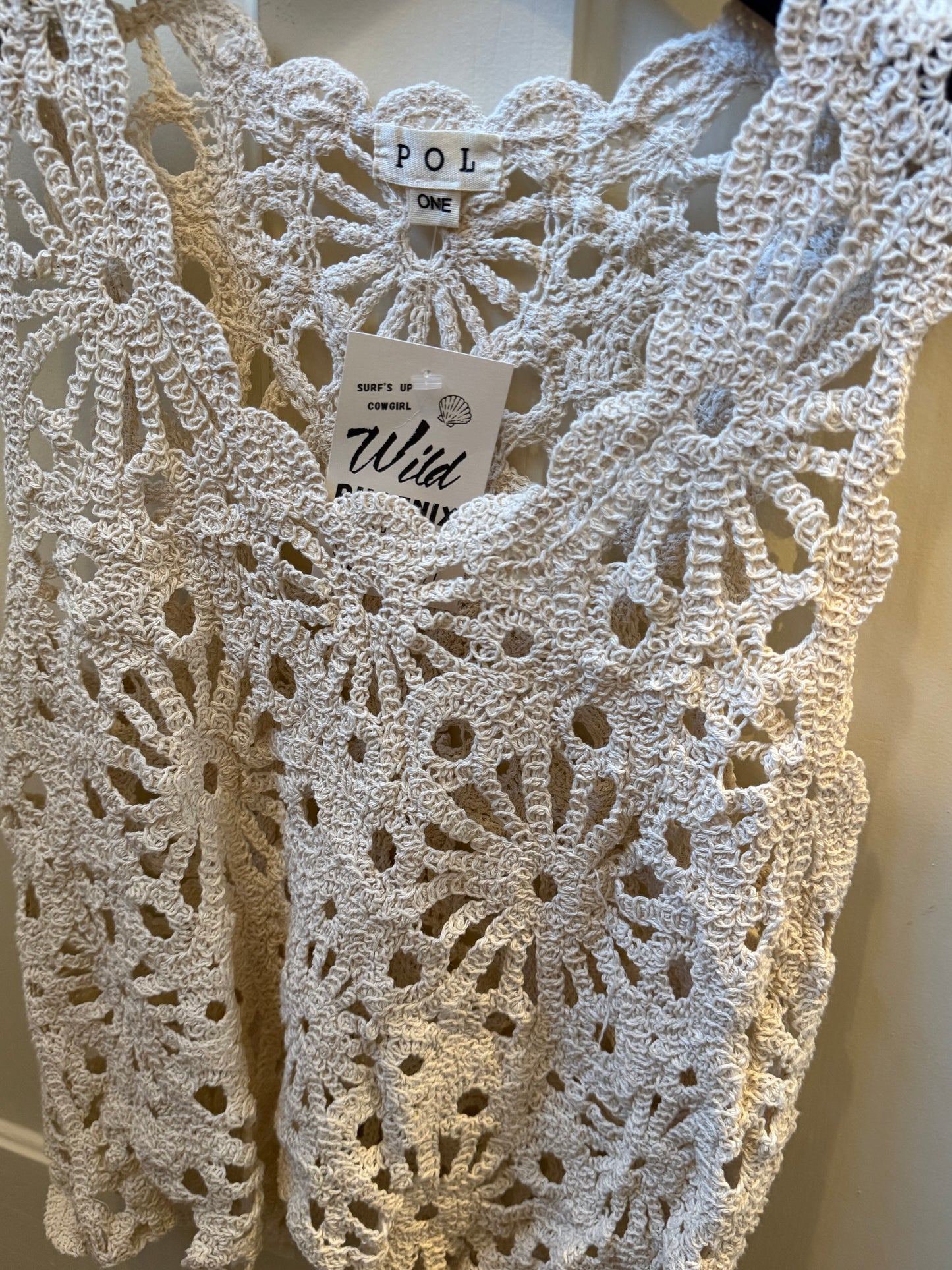 Crochet Floral Crop - Natural