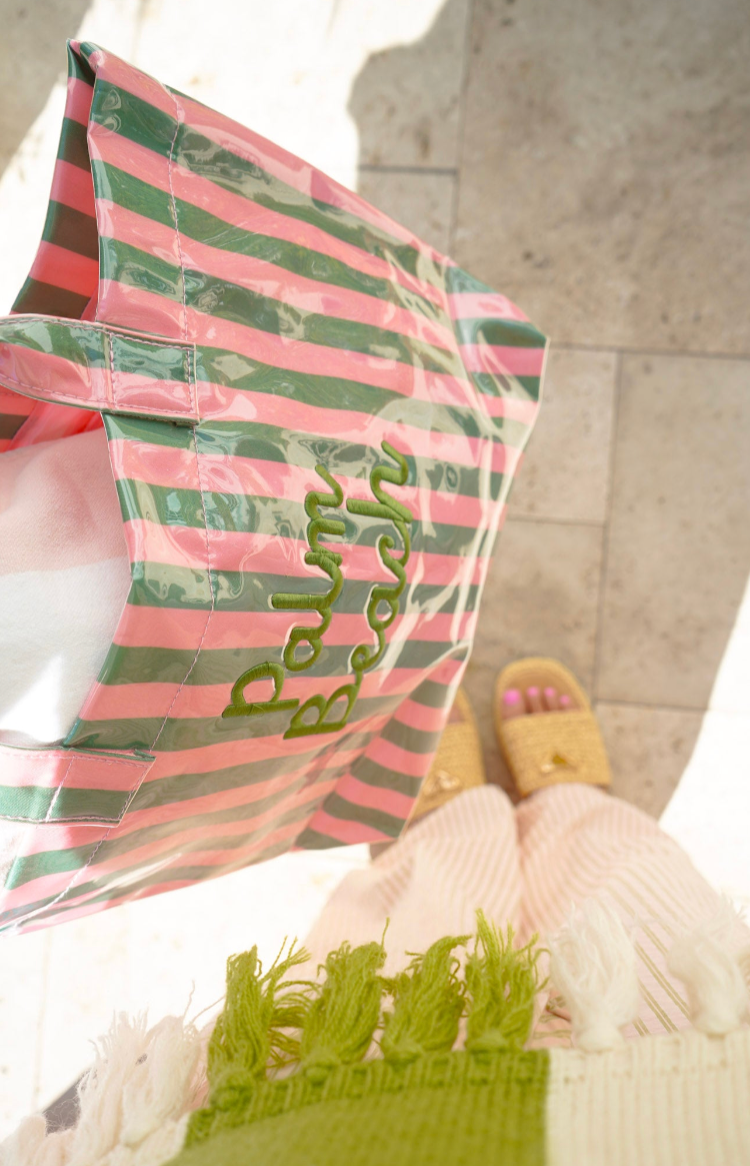 Chartreuse Zebra Clear Coat Tote