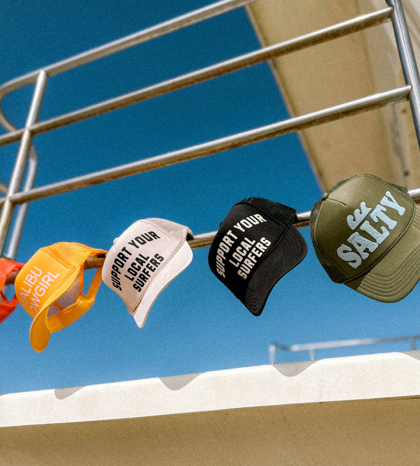 Support Your Local Surfers Foam Trucker Hat - Blue/Yellow