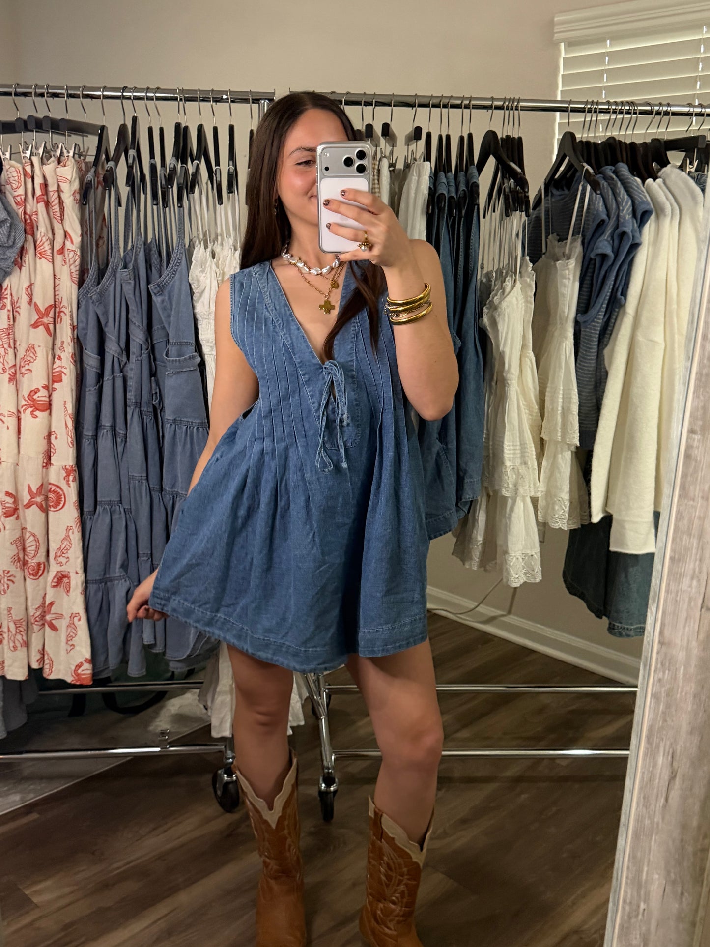 Denim Daydream Pintuck Romper