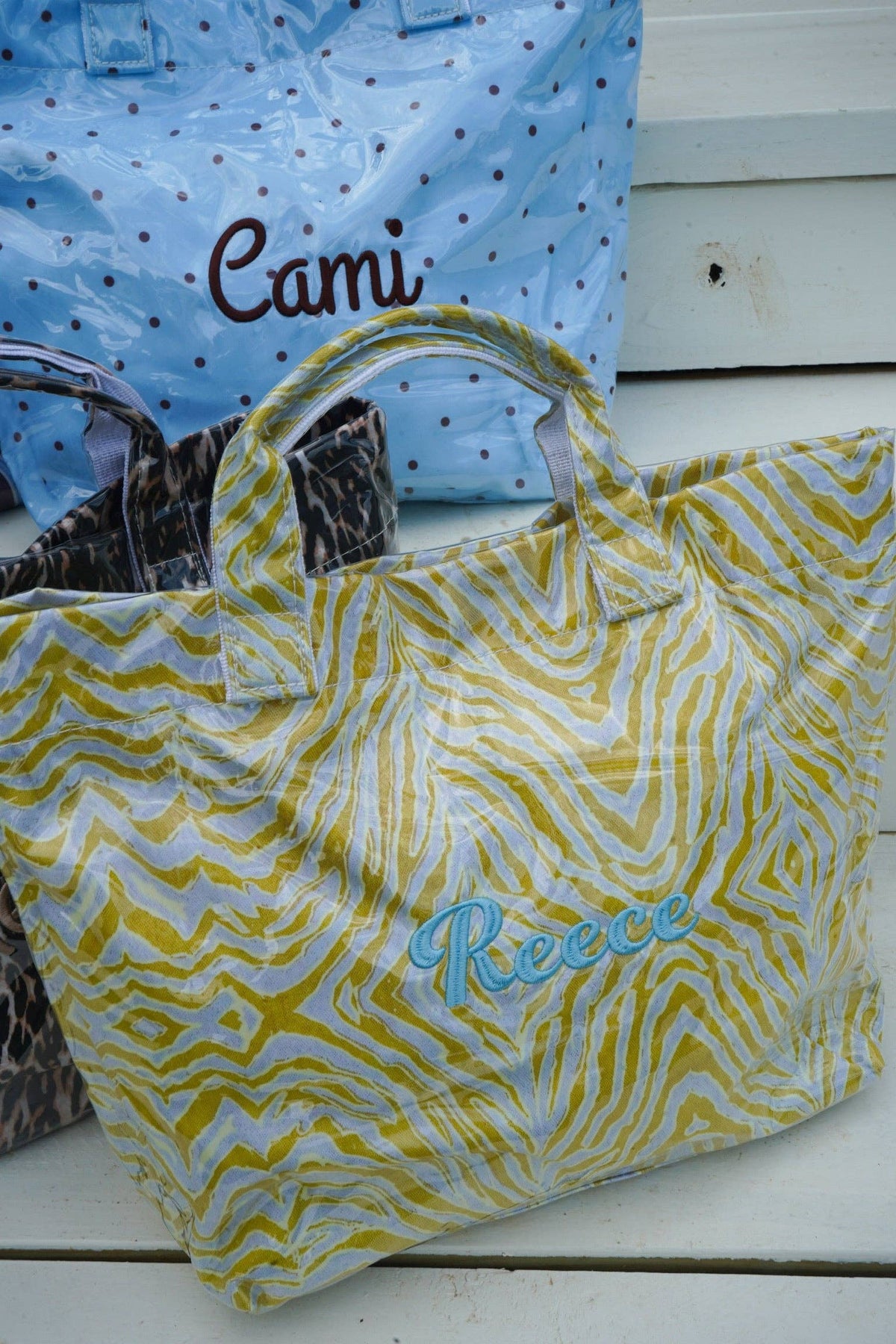 Chartreuse Zebra Clear Coat Tote