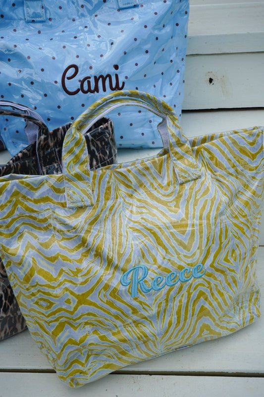 Chartreuse Zebra Clear Coat Tote