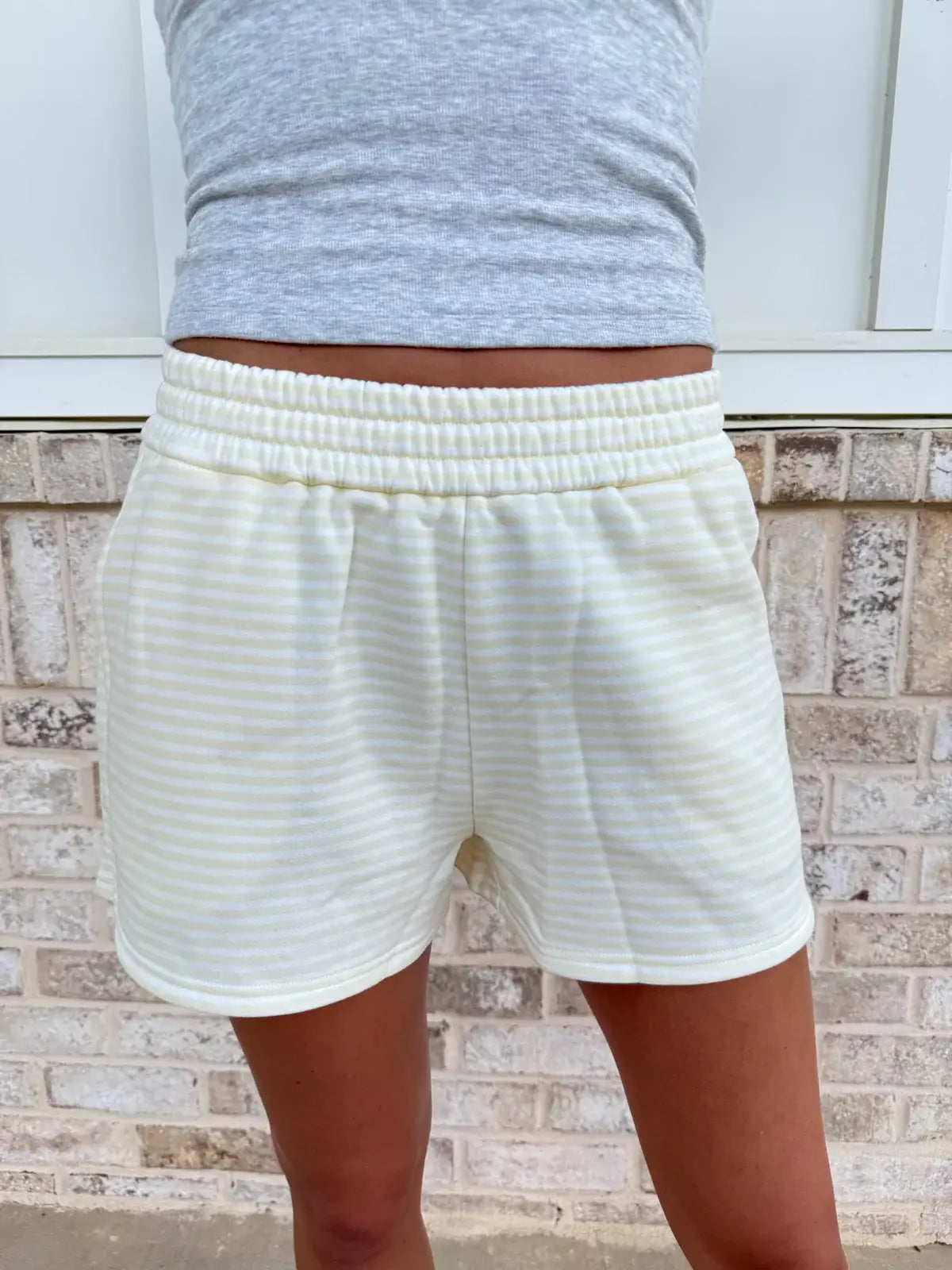 Baby Yellow / White Striped Shorts