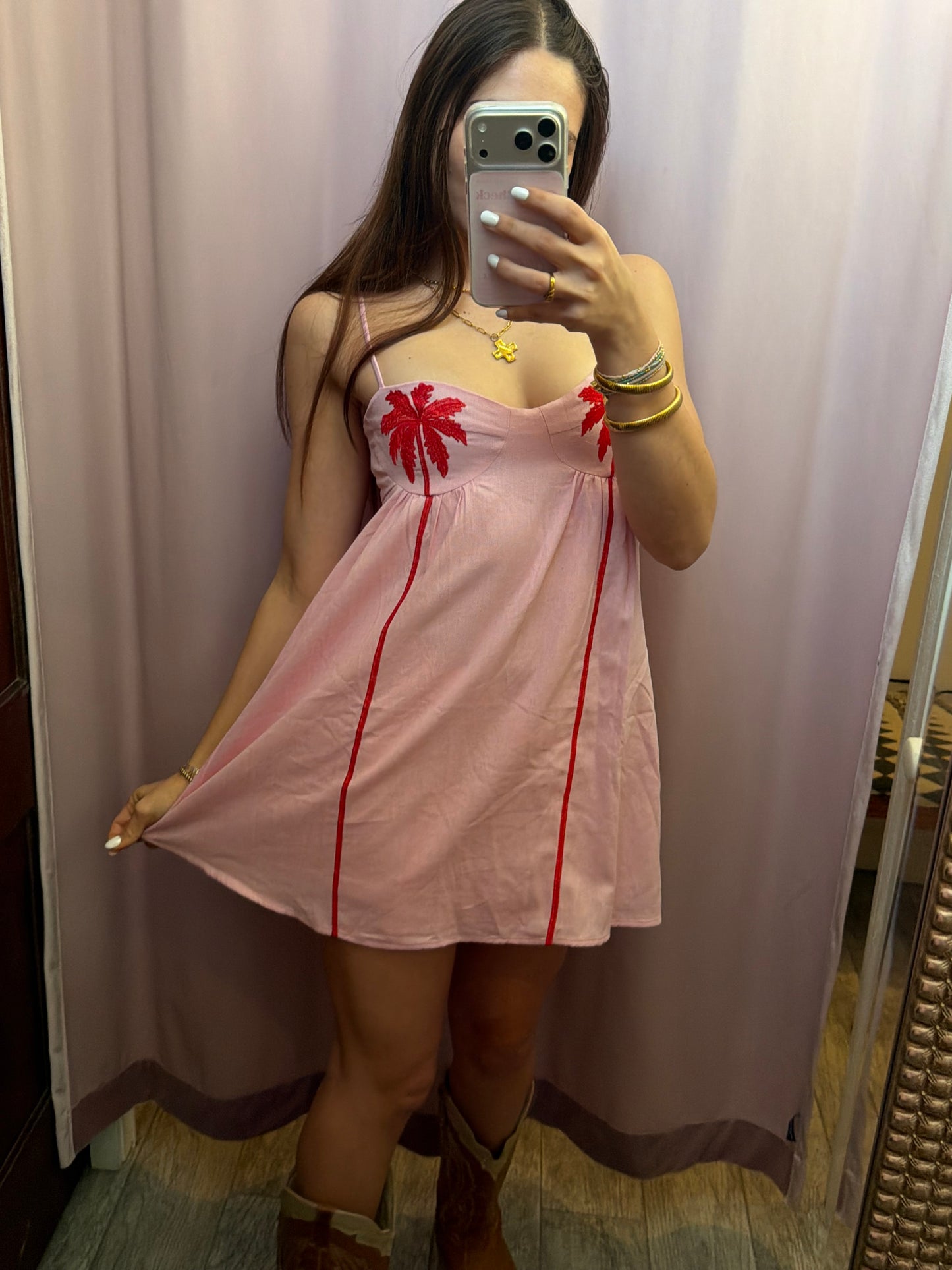 Palmtini Dress - Pink / Red