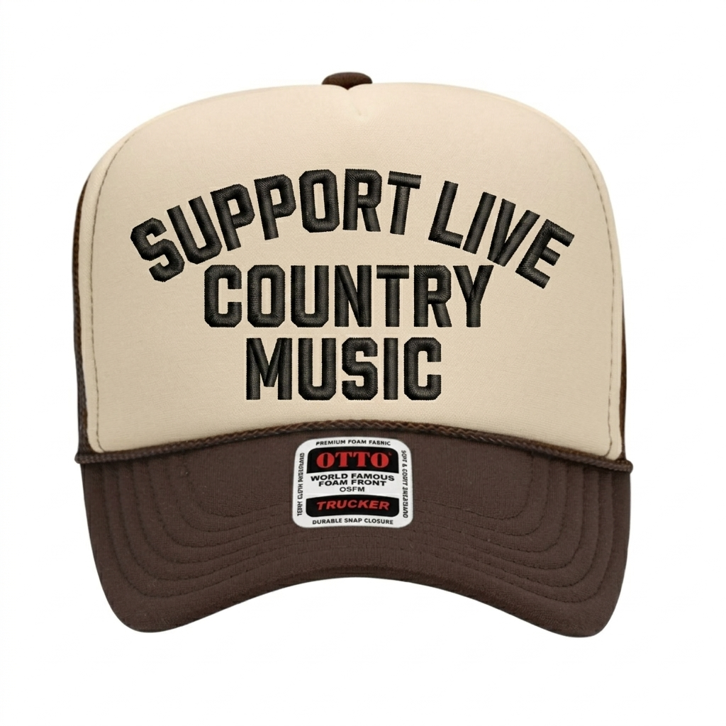 Support Live Country Music Embroidered Hat - Camo/Pink