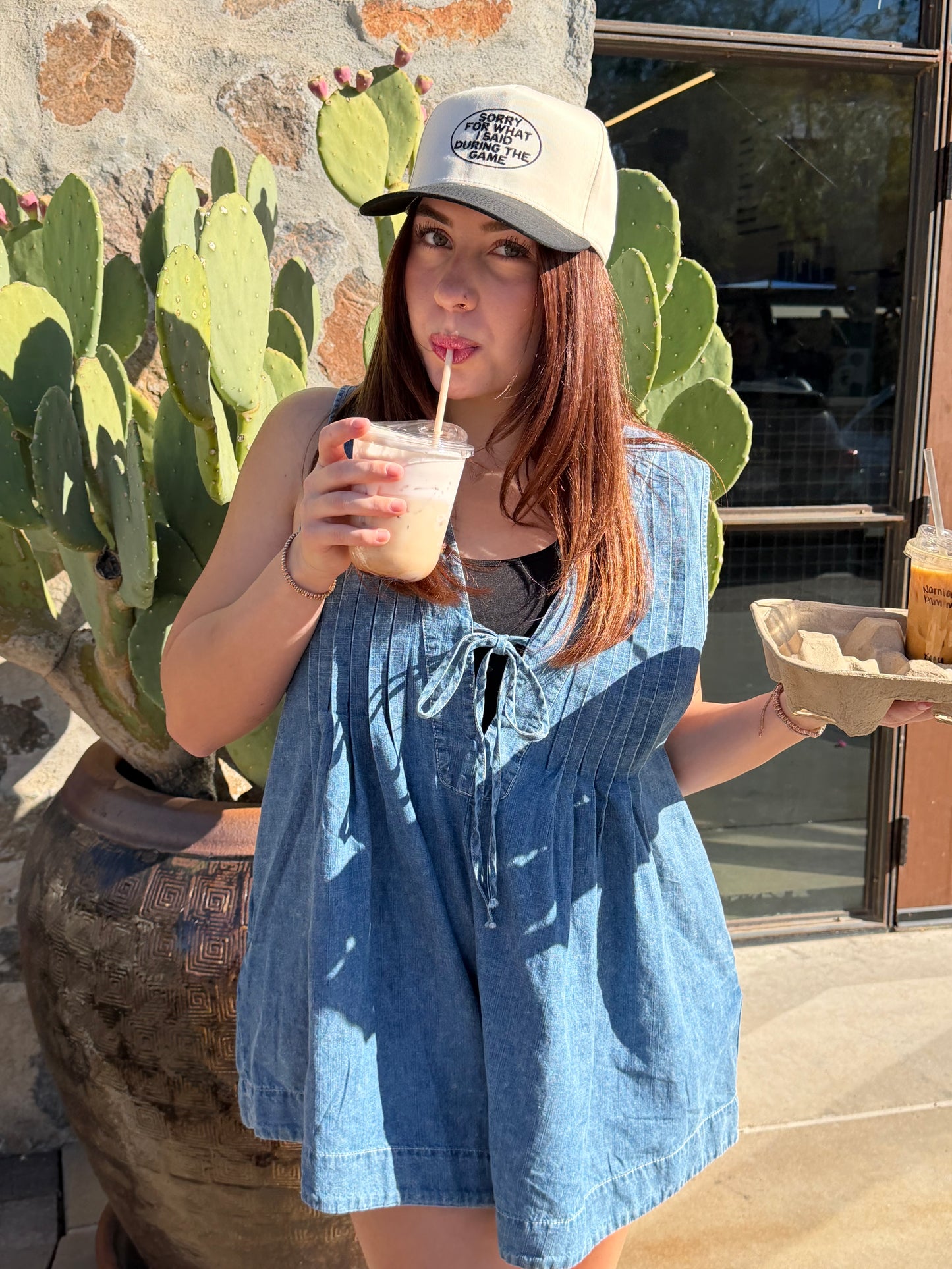 Denim Daydream Pintuck Romper