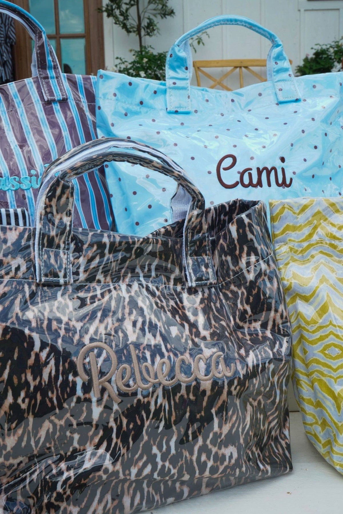 Chartreuse Zebra Clear Coat Tote